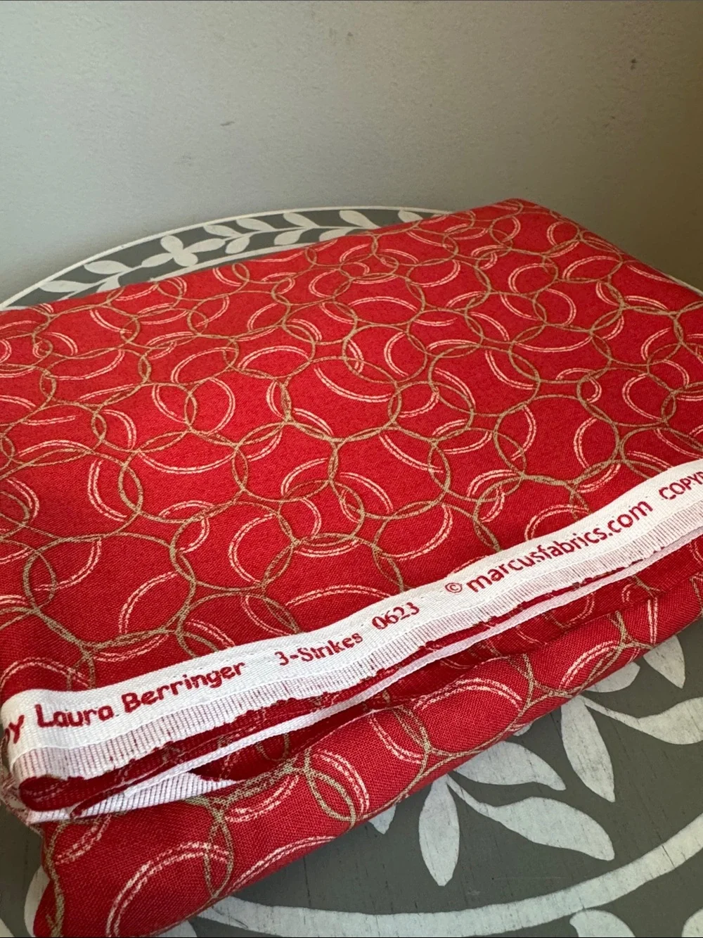 Marcus Fabrics Red Baseball Print 3-Strikes Cotton by Laura Berringer 2 Yards